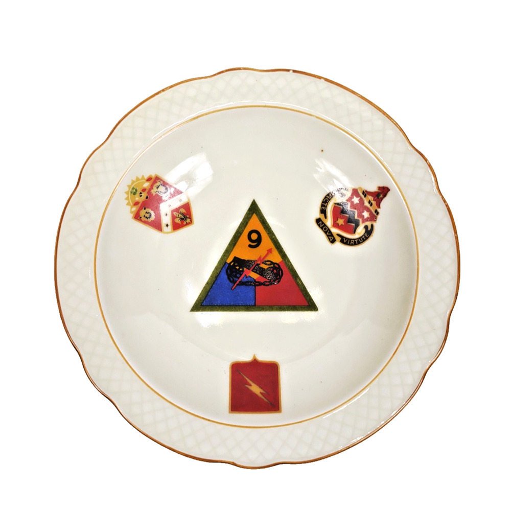 WWII Army Schumann Bavaria Dish 3rd Armored 9th Div 3rd 16th 73rd Artillery VTG